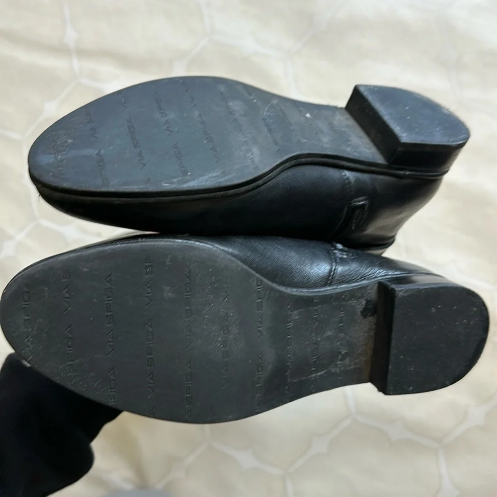 Via Spiga Leather Black Moto Leather Boots Size 7.5 - Picture 9 of 10